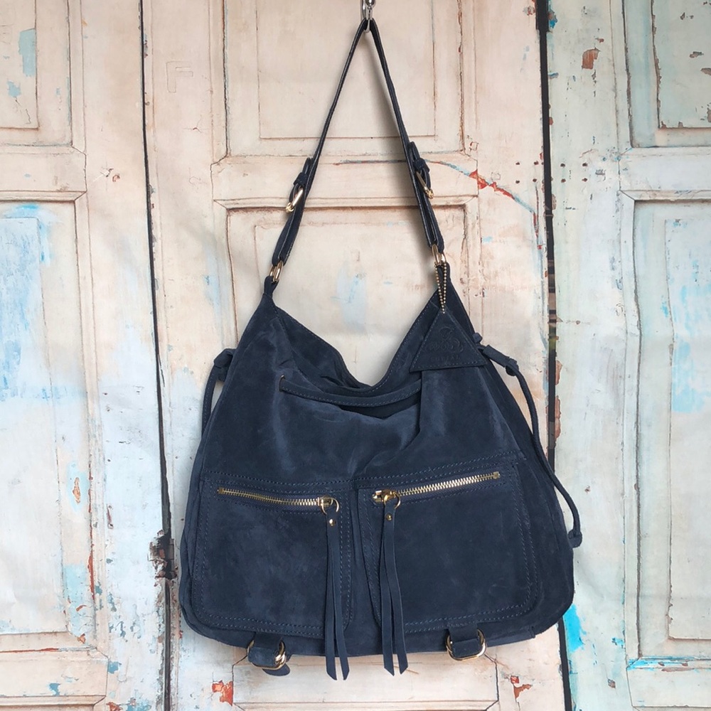 Gorgeous navy suede Sorial handbag